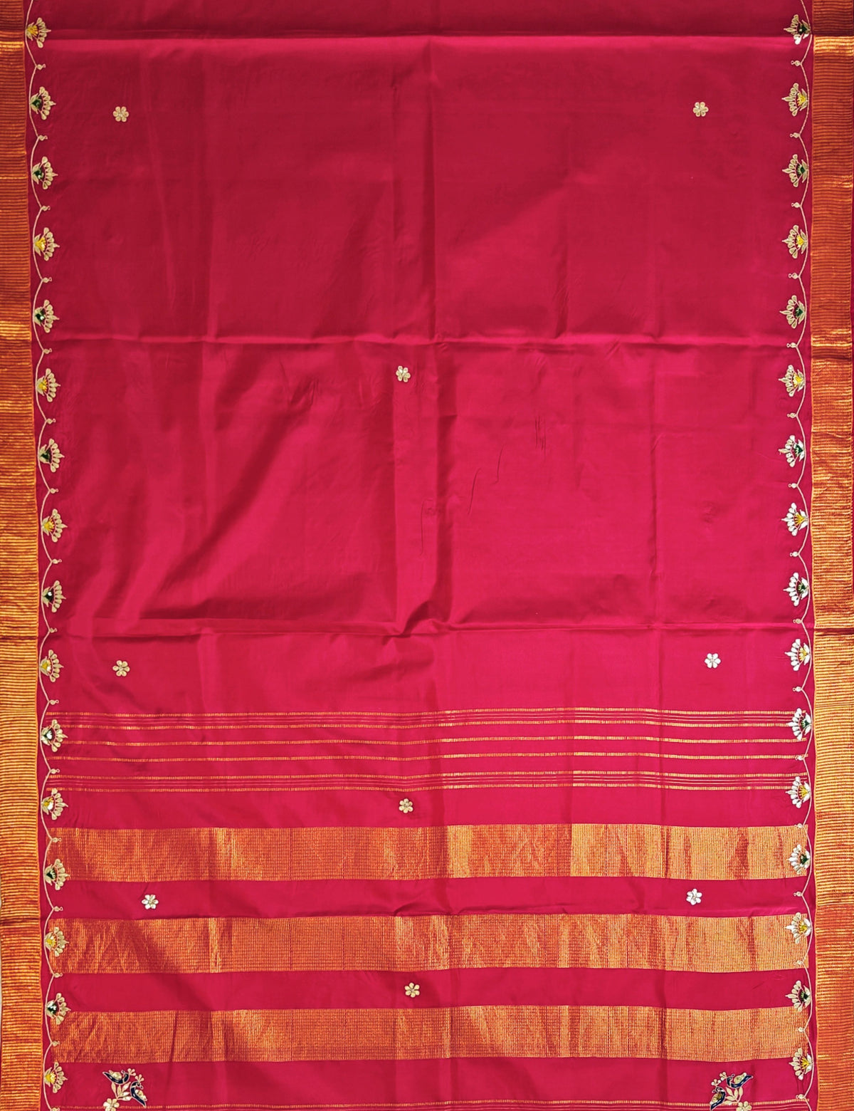 Lalita Maroon Kanjevaram Handloom Silk & Gota Patti Saree
