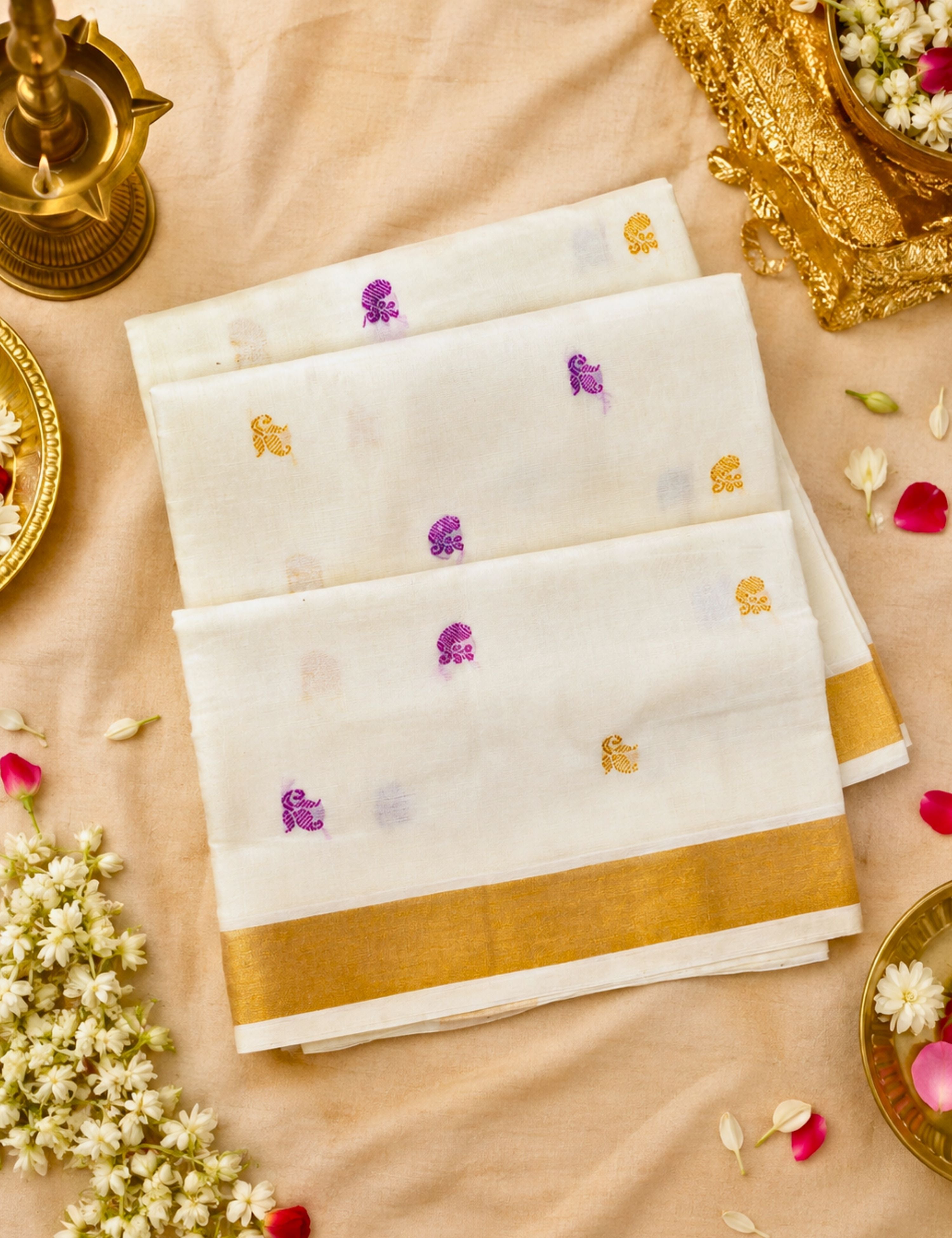 Off-White Venkatagiri Jamdani Saree