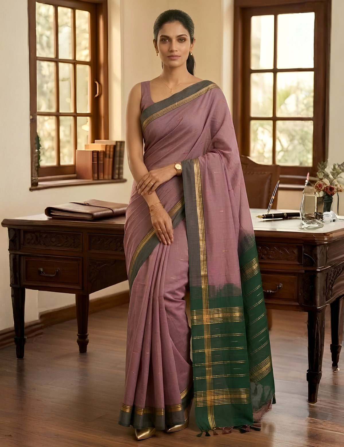 Lavender Negamam Cotton Saree