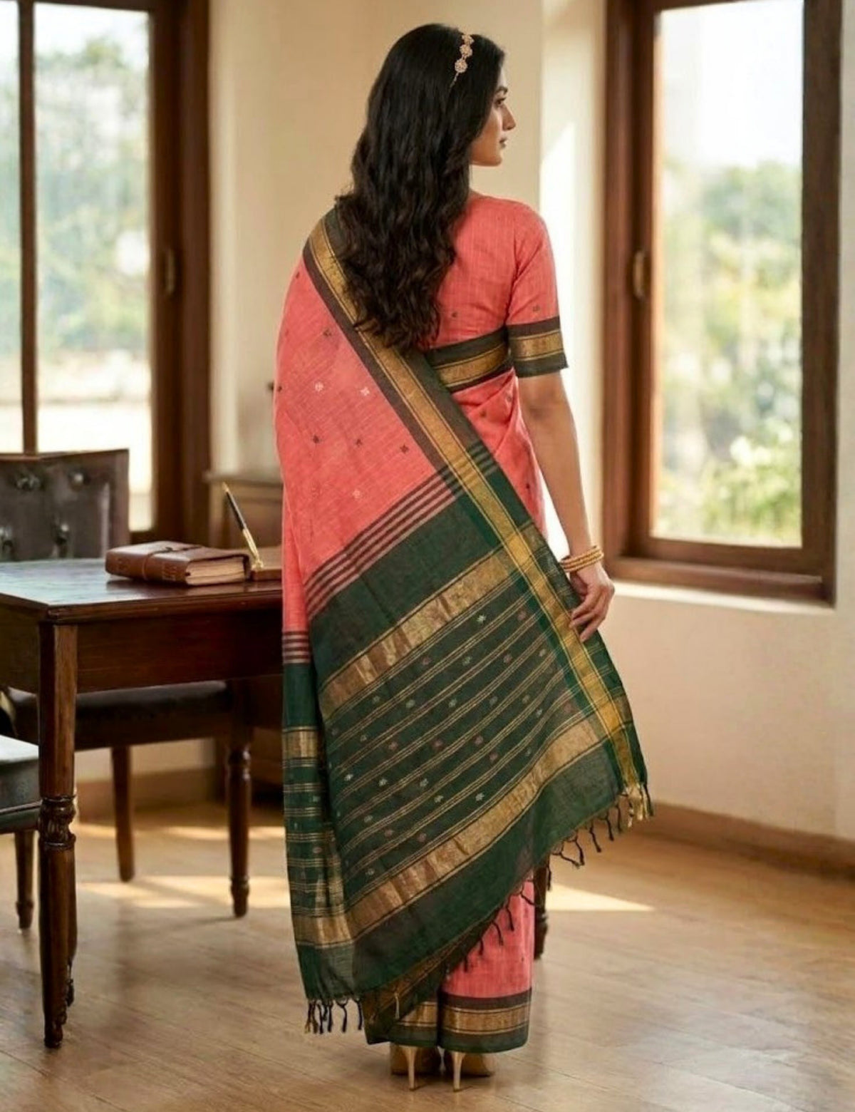 Coral Negamam Cotton Saree