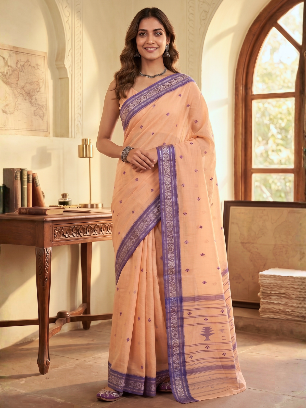 Meena Beige Dhaniakhali Saree