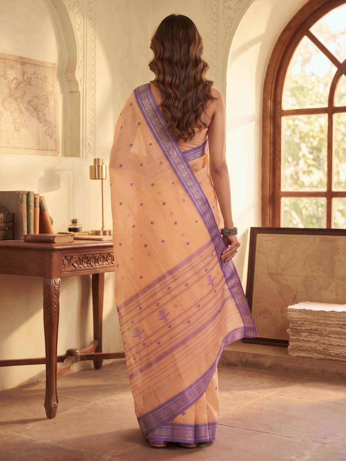 Meena Beige Dhaniakhali Saree