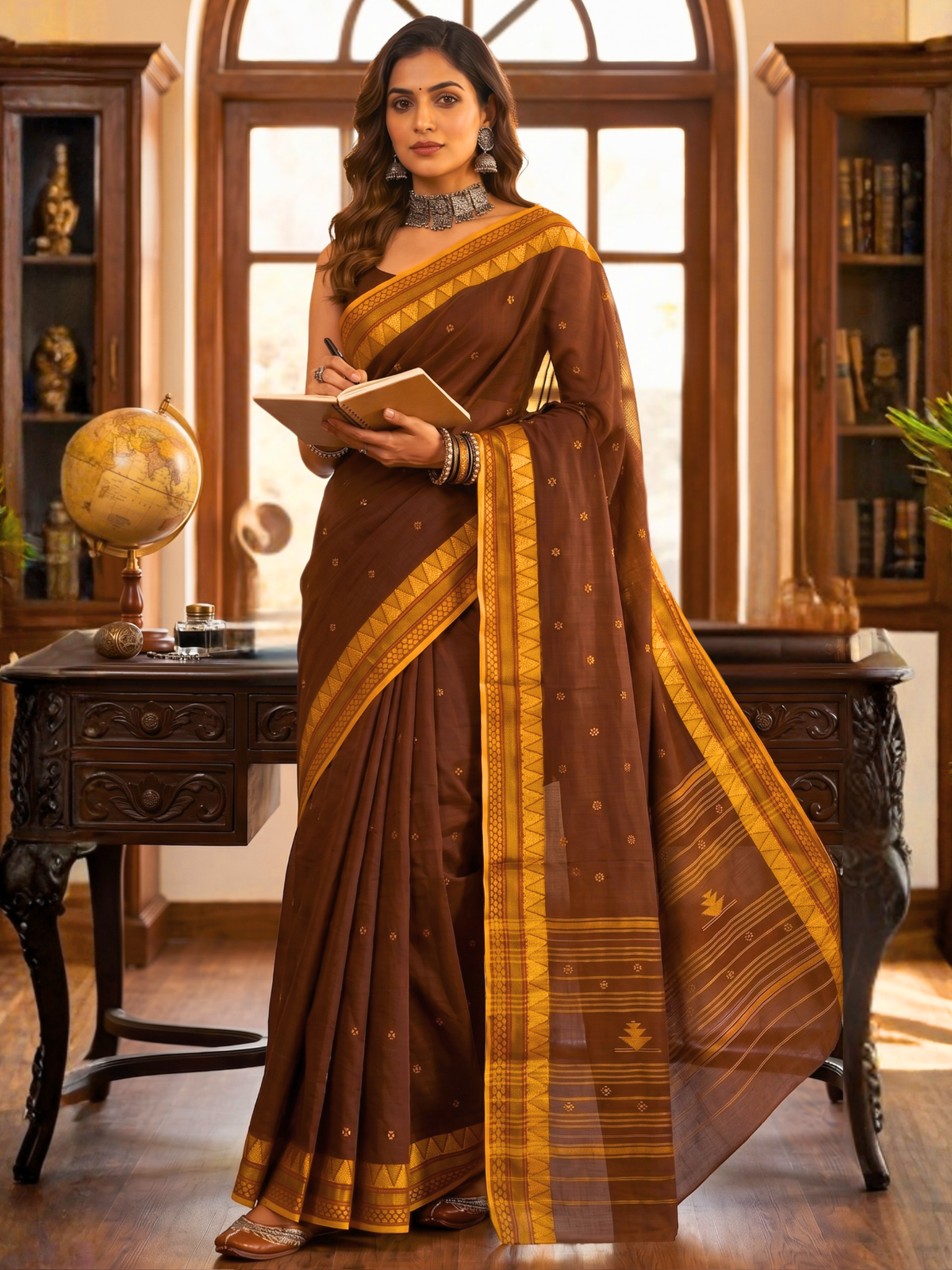 Reena Brown Dhaniakhali Saree