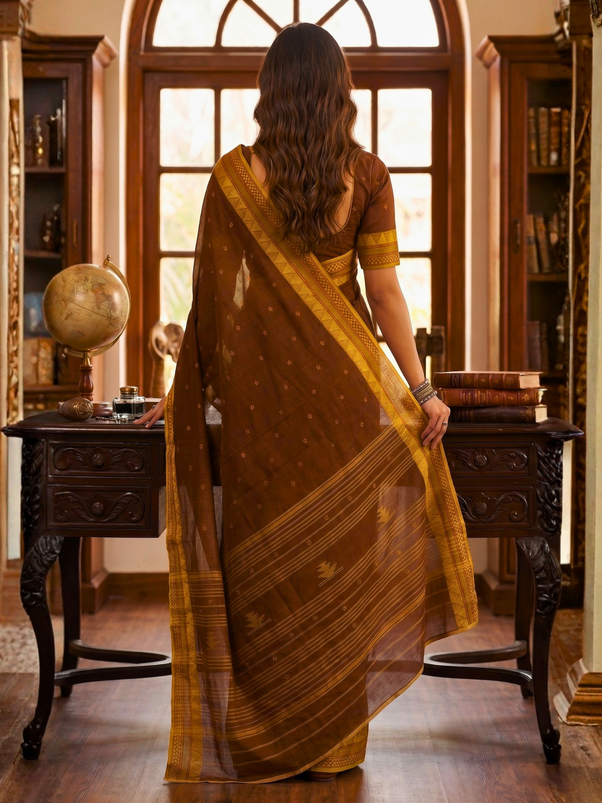 Reena Brown Dhaniakhali Saree