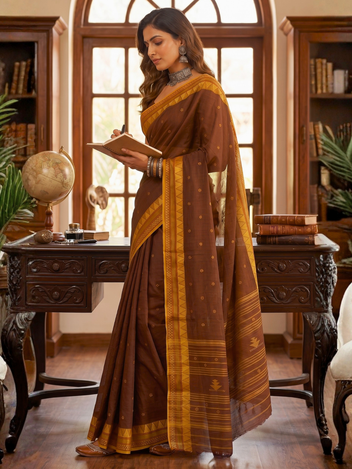 Reena Brown Dhaniakhali Saree