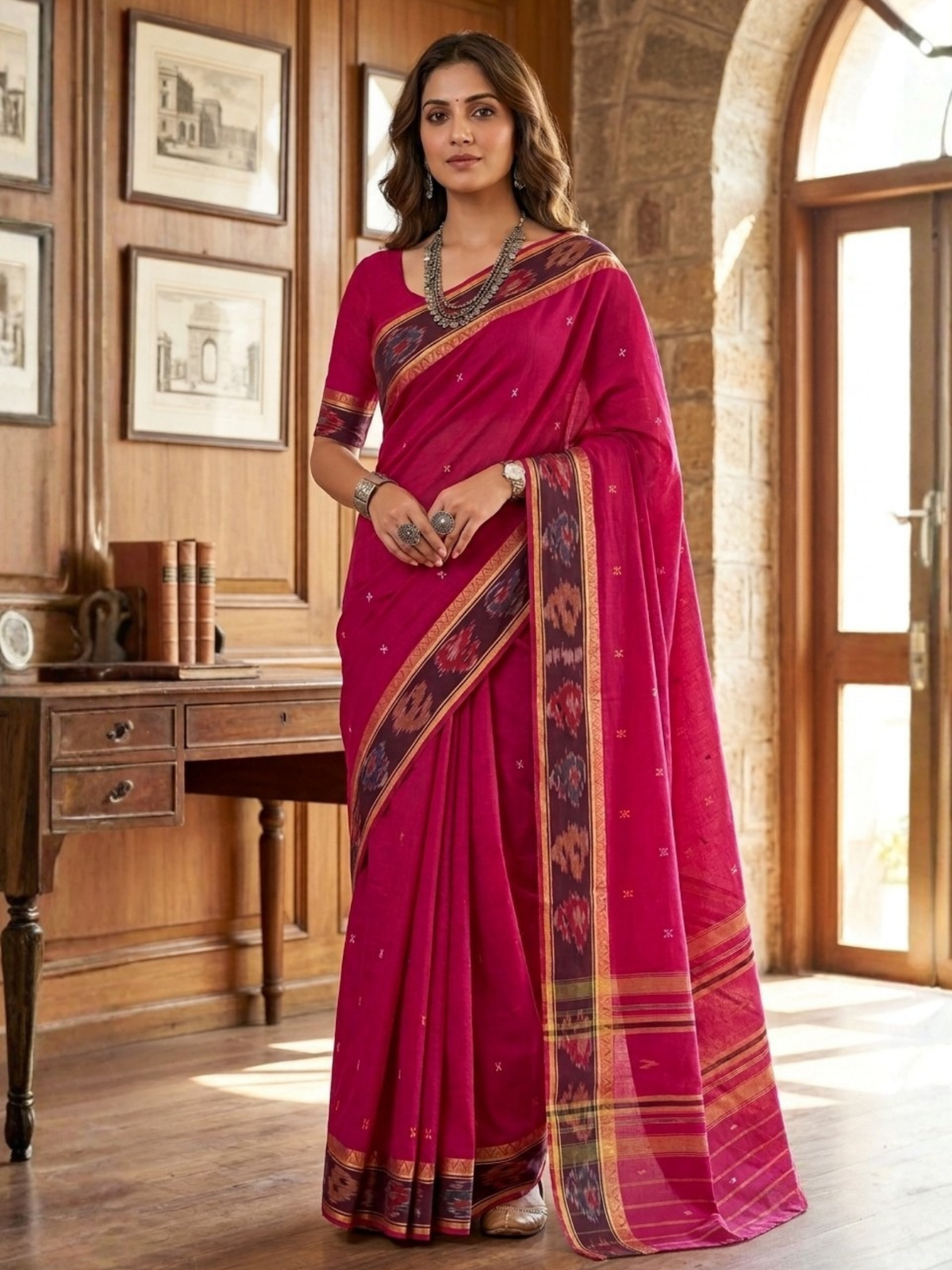 Ratna Pink Dhaniakhali Saree