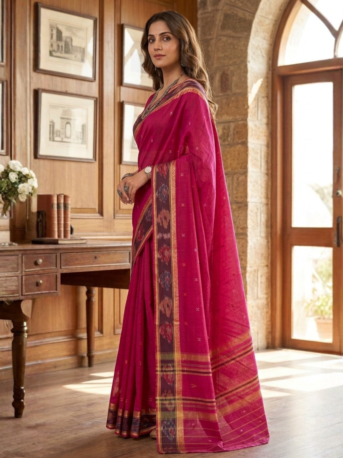Ratna Pink Dhaniakhali Saree