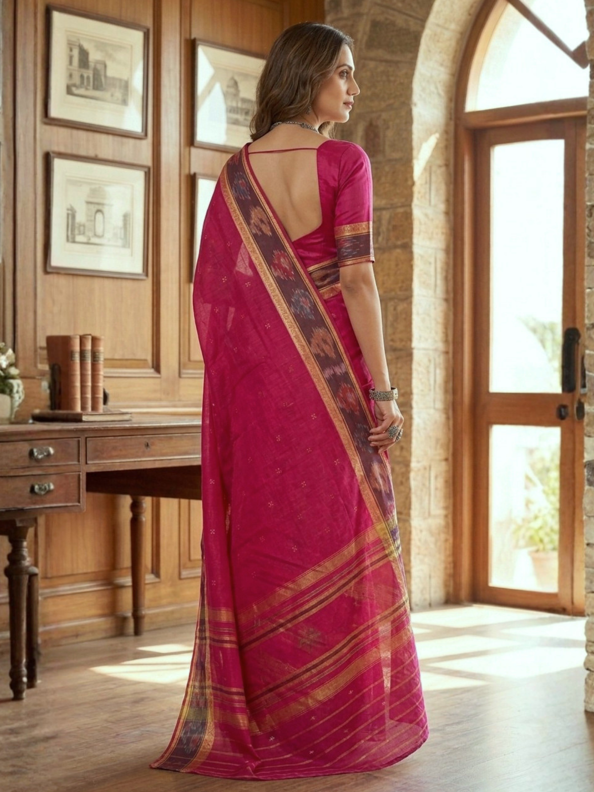 Ratna Pink Dhaniakhali Saree