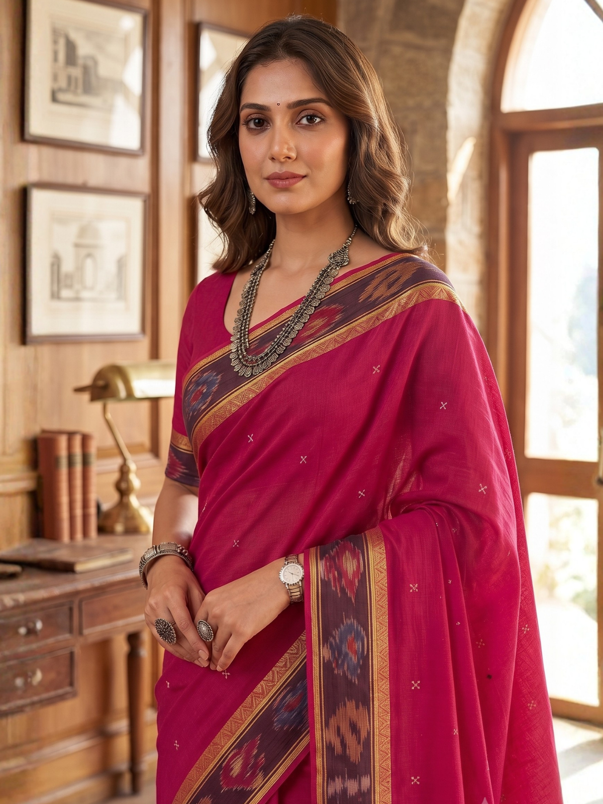 Ratna Pink Dhaniakhali Saree