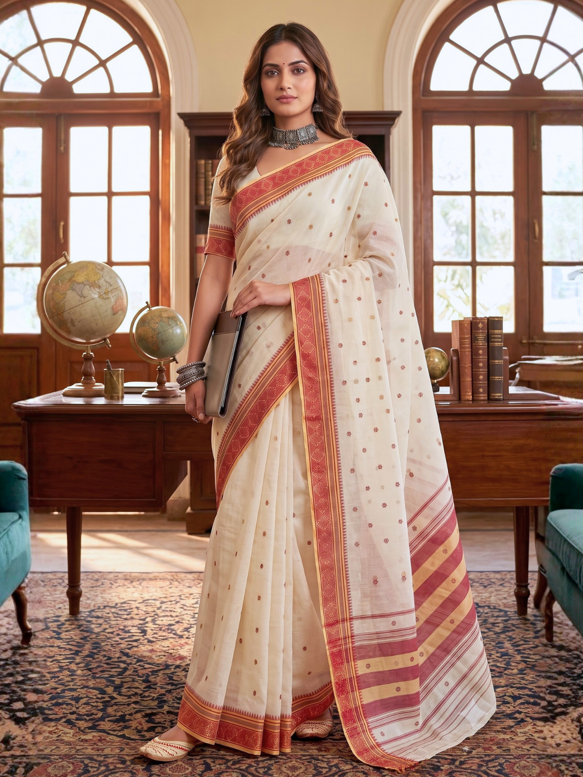 Sundara Red Dhaniakhali Saree