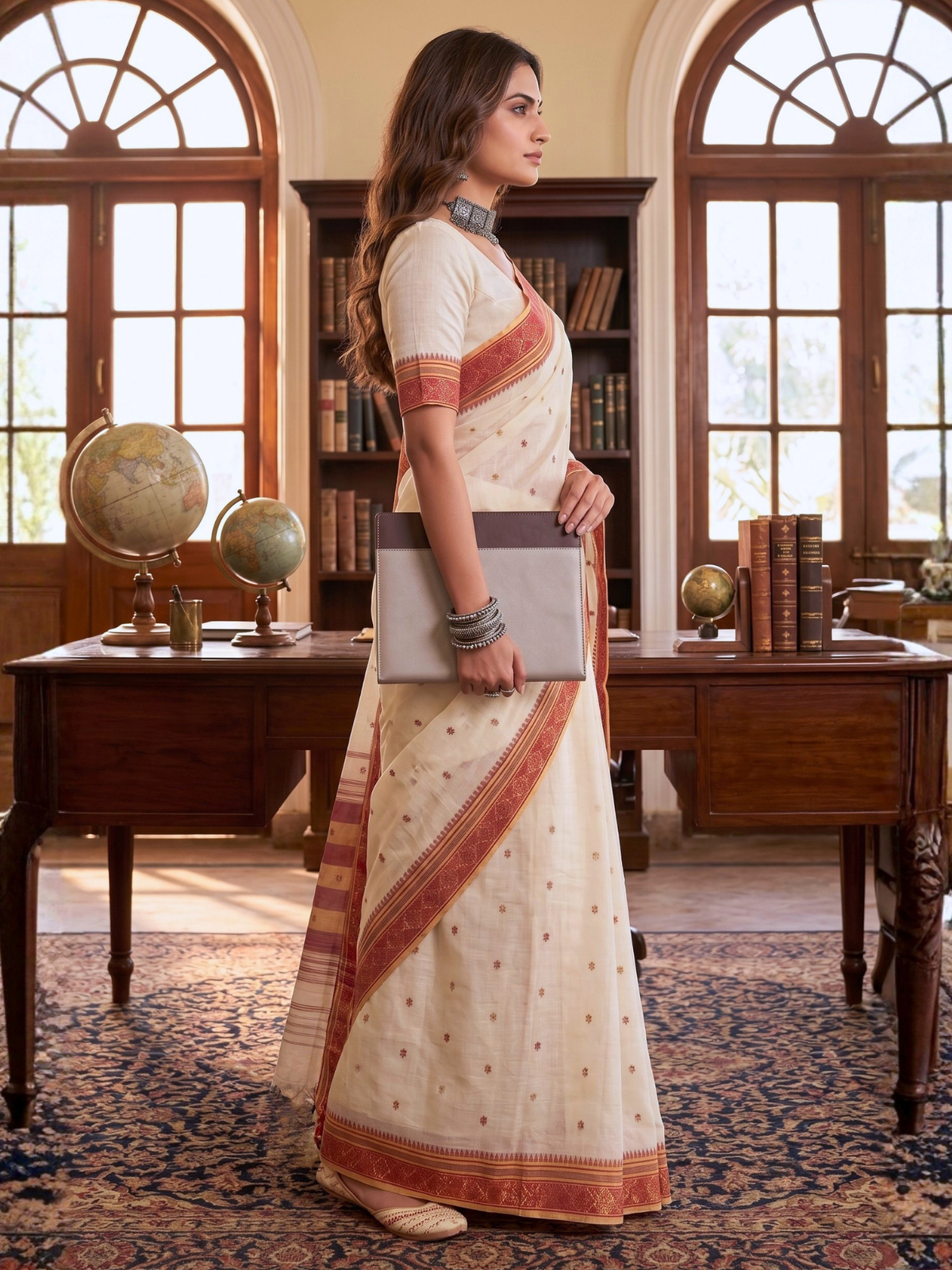Sundara Red Dhaniakhali Saree