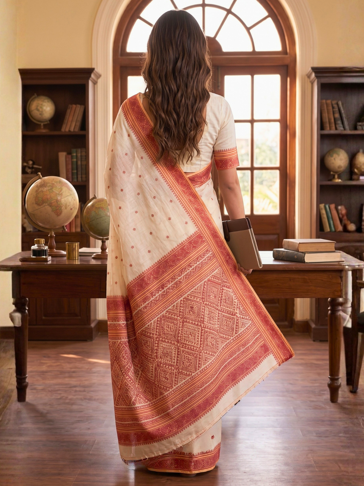 Sundara Red Dhaniakhali Saree