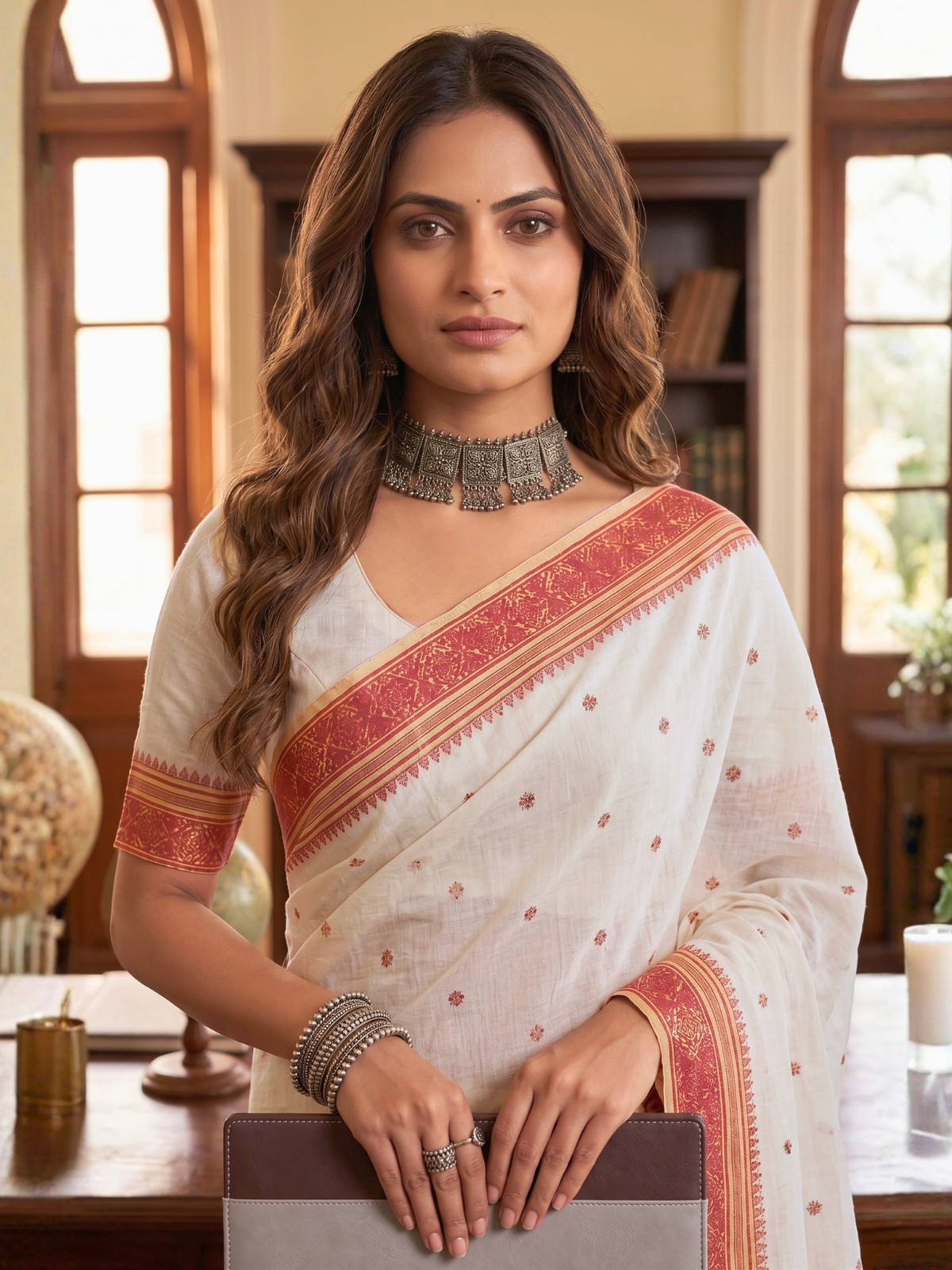 Sundara Red Dhaniakhali Saree