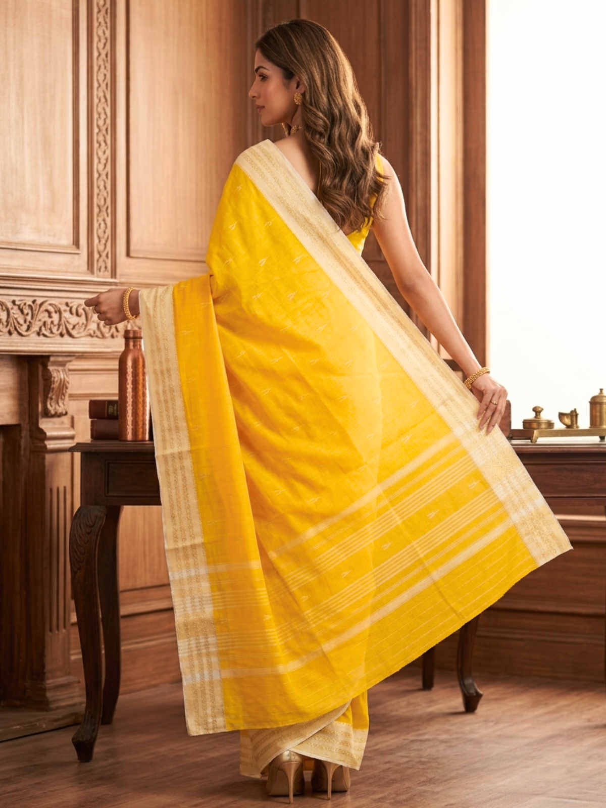 Riddhi Yellow Dhaniakhali Saree
