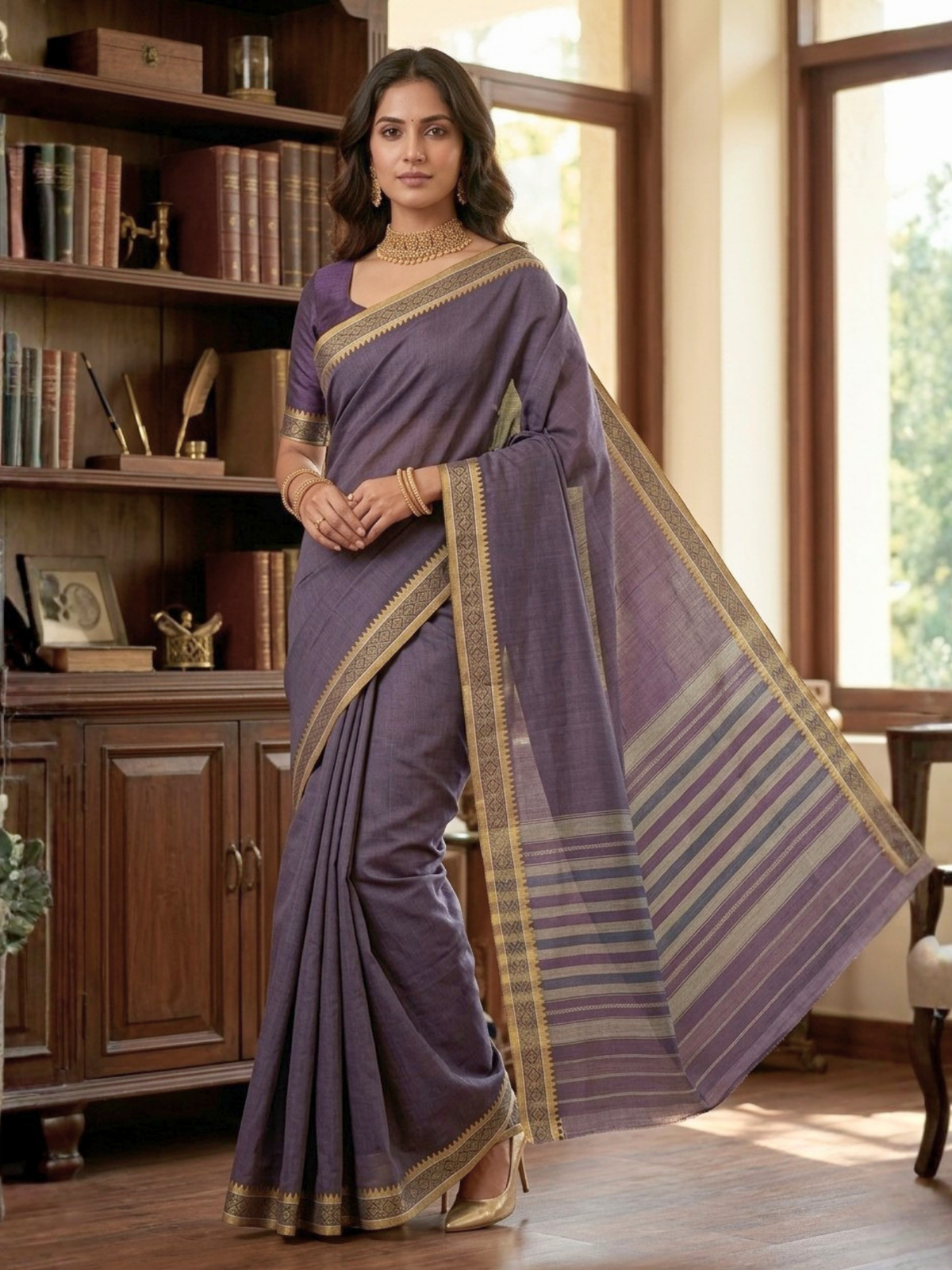 Shayama Purple Bengal Handloom Saree