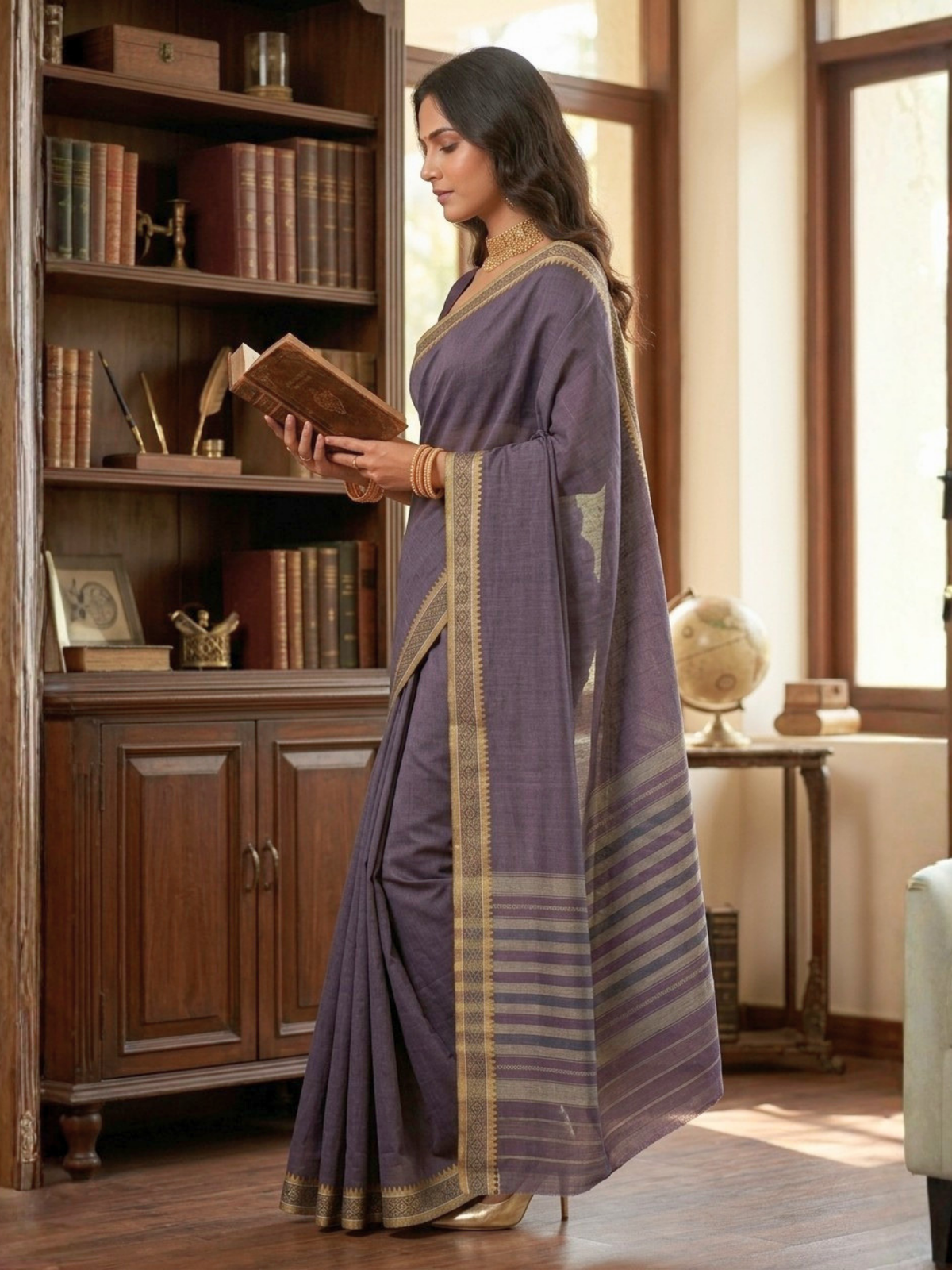 Shayama Purple Bengal Handloom Saree