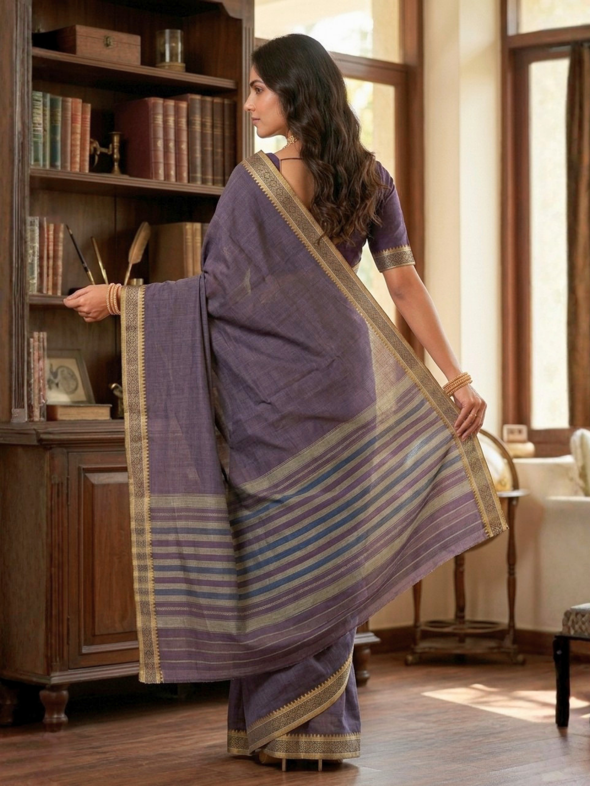 Shayama Purple Bengal Handloom Saree