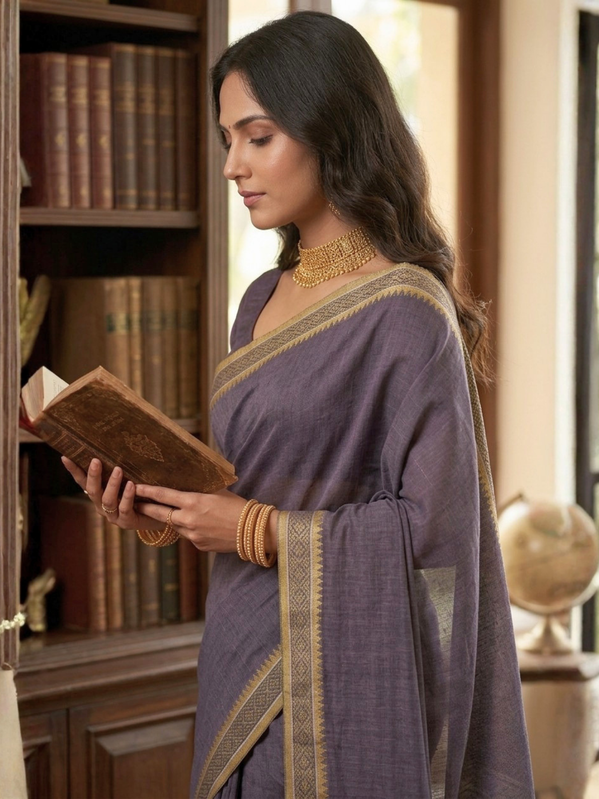 Shayama Purple Bengal Handloom Saree