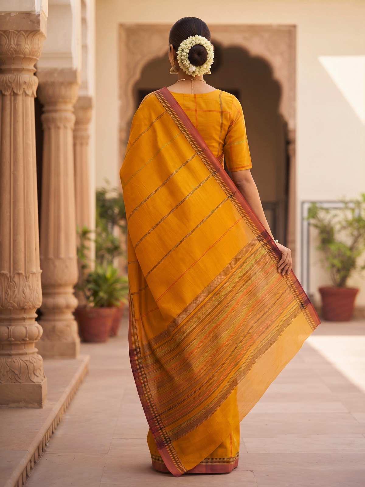 Kanaka Mustard Dhaniakhali Saree