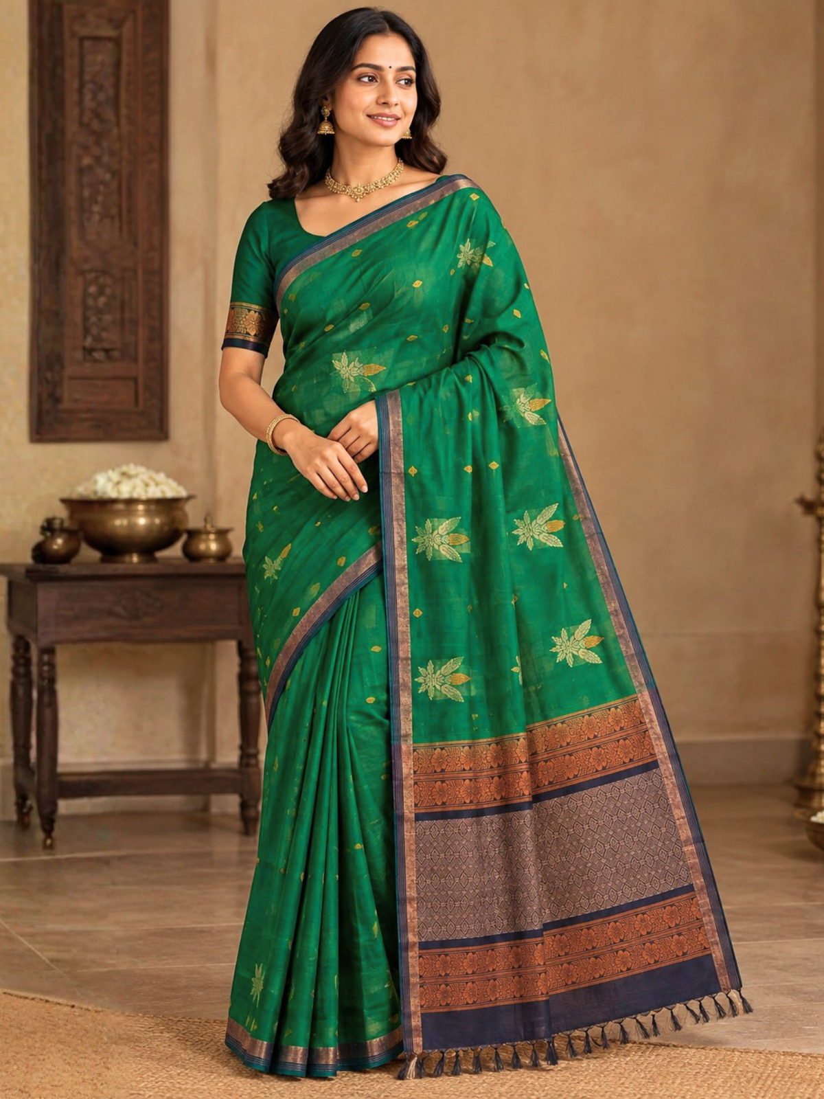 Green Negamam Cotton Saree