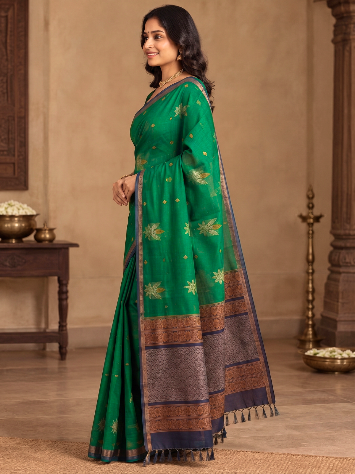 Green Negamam Cotton Saree
