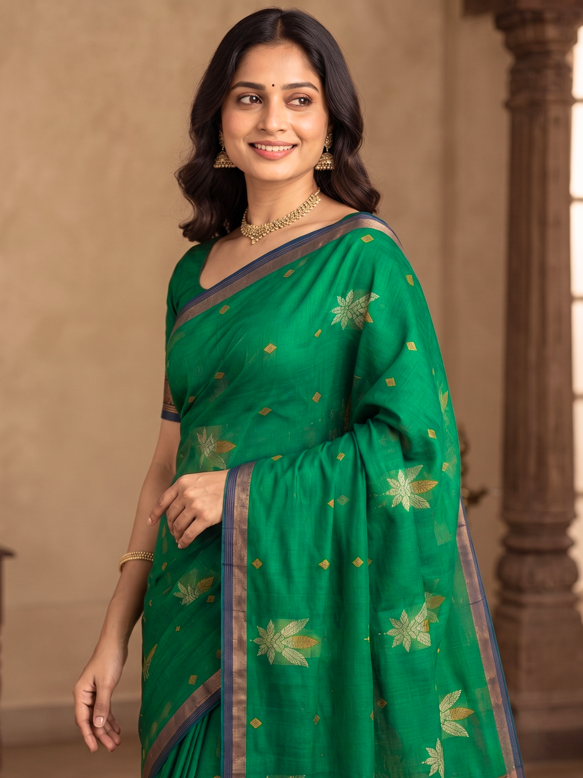 Green Negamam Cotton Saree