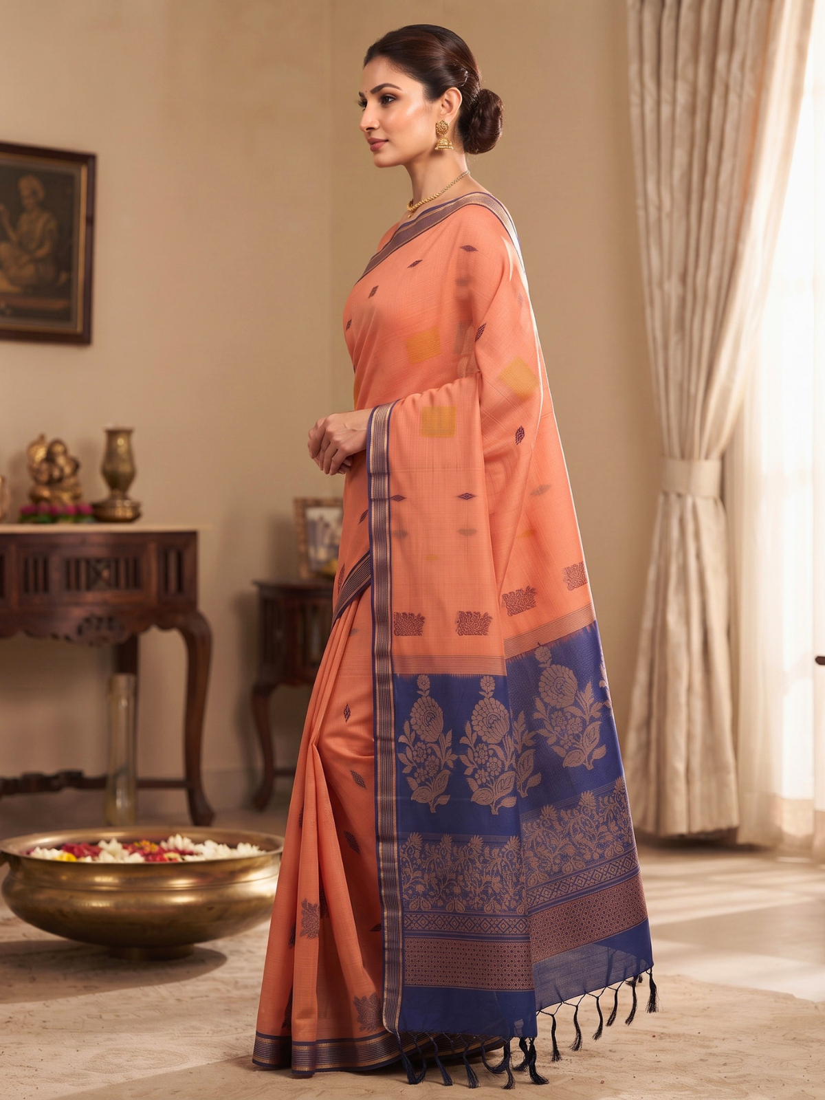 Coral Negamam Cotton Saree