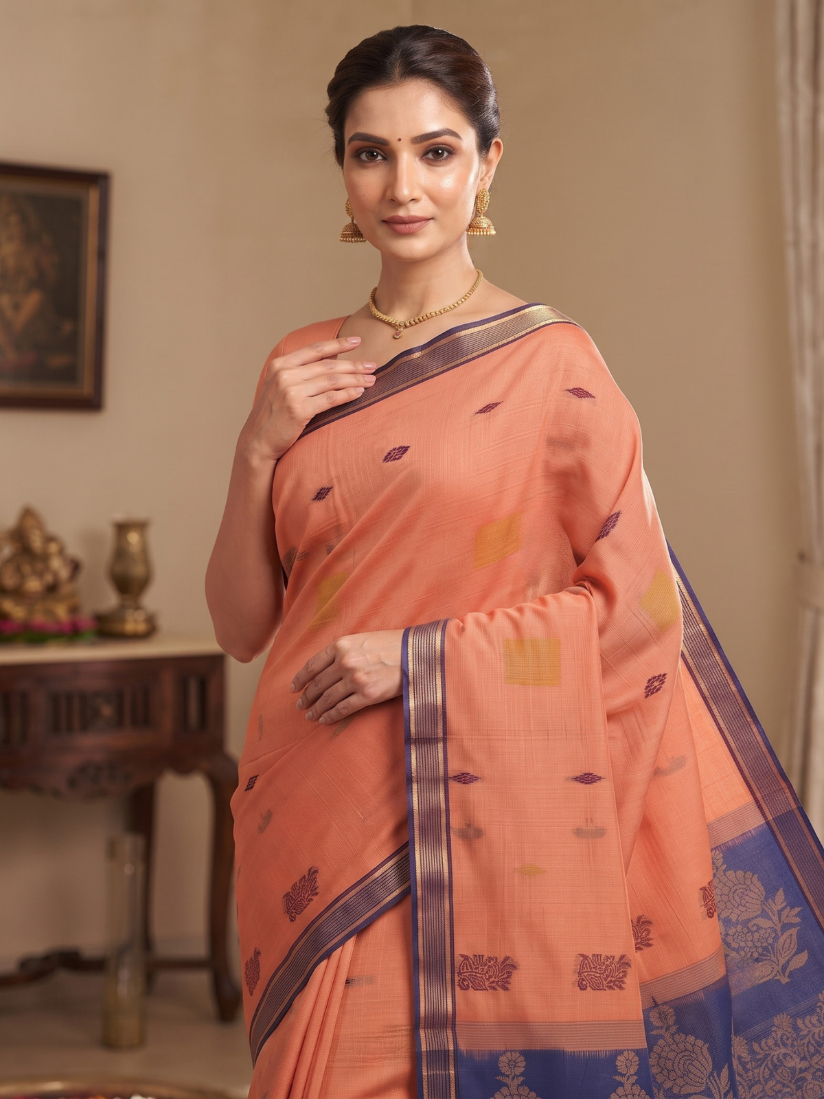 Coral Negamam Cotton Saree