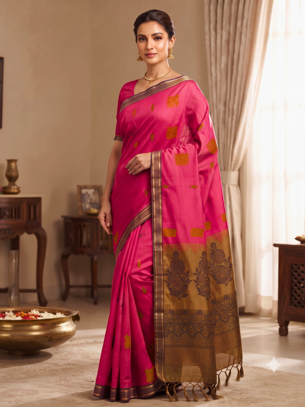 Fuchsia Negamam Cotton Saree