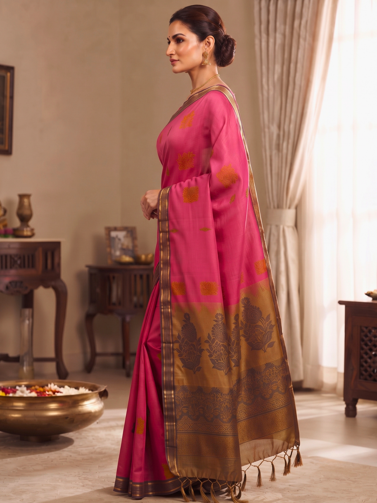 Fuchsia Negamam Cotton Saree