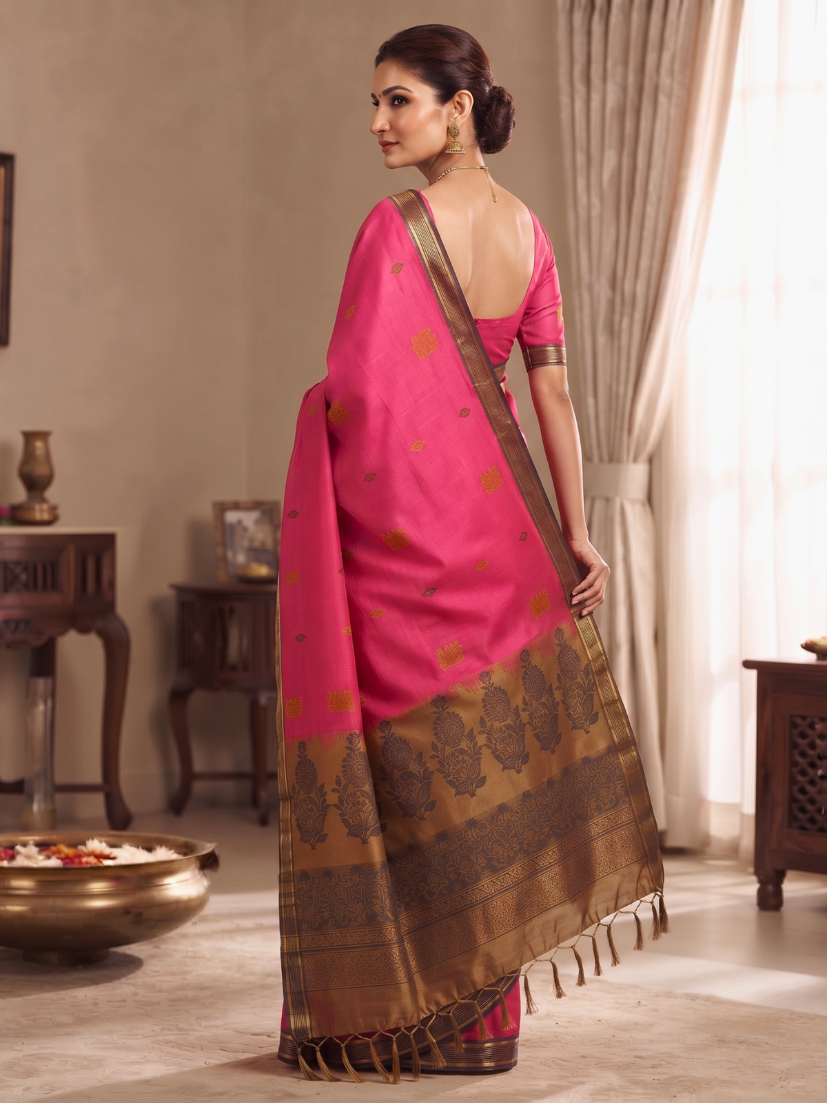 Fuchsia Negamam Cotton Saree