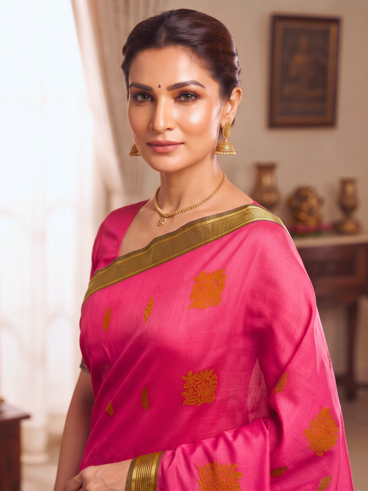 Fuchsia Negamam Cotton Saree