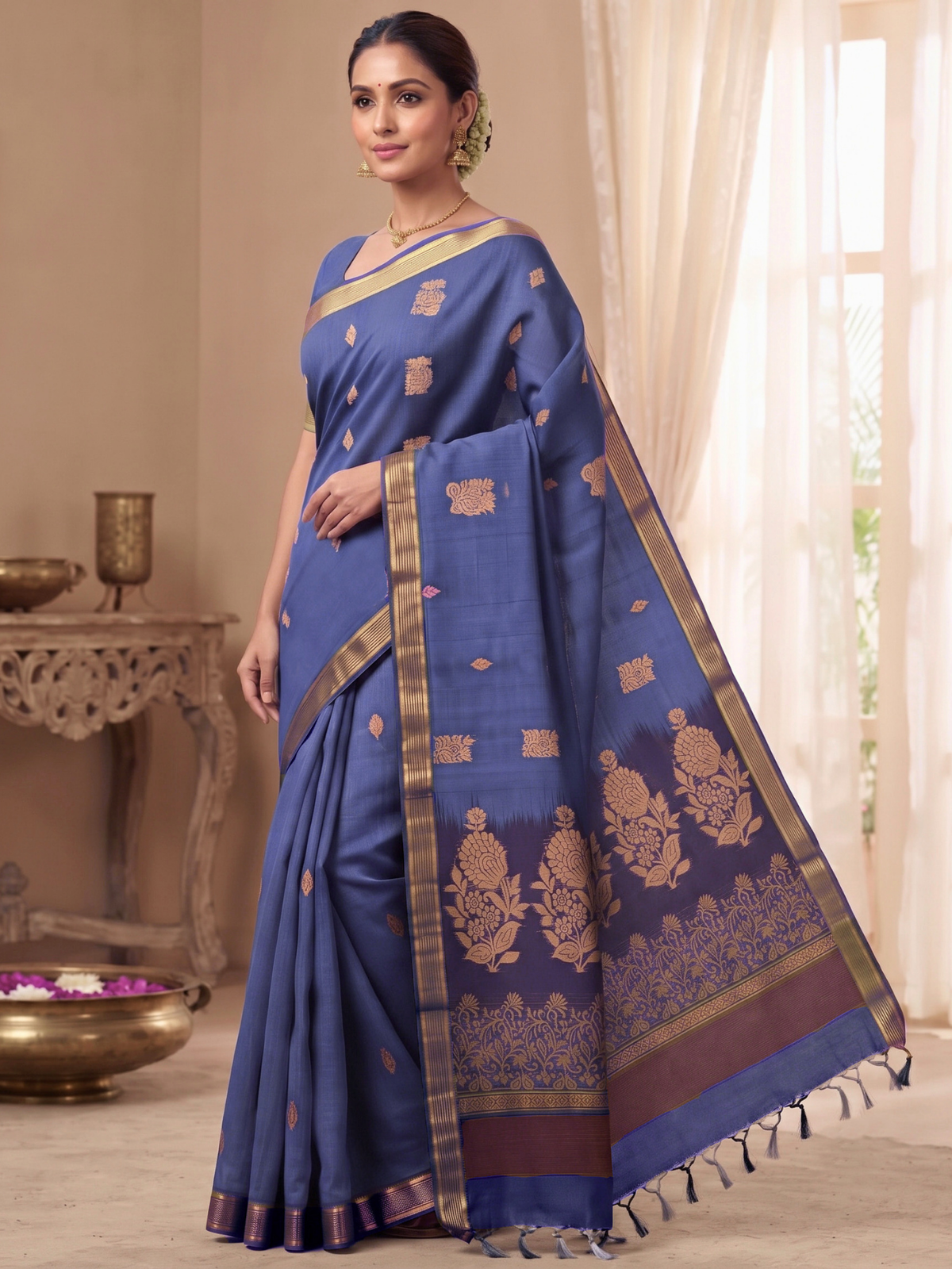 Purple Negamam Cotton Saree