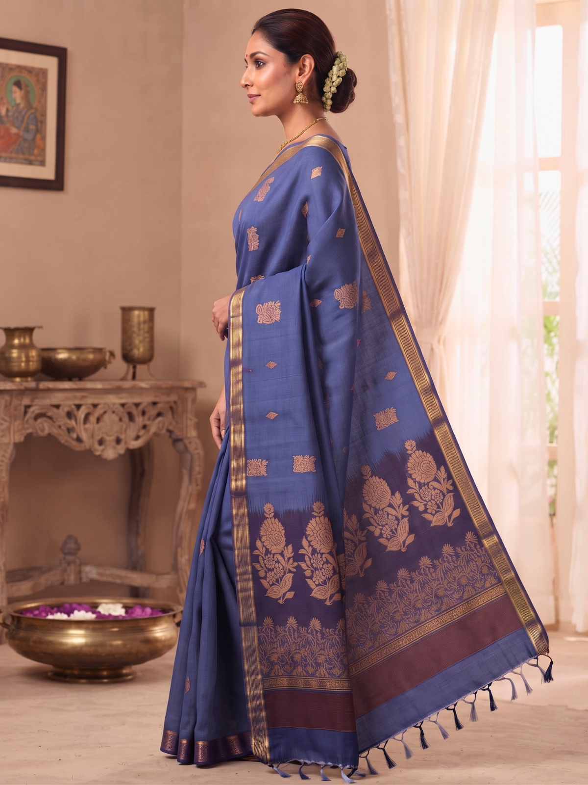 Purple Negamam Cotton Saree