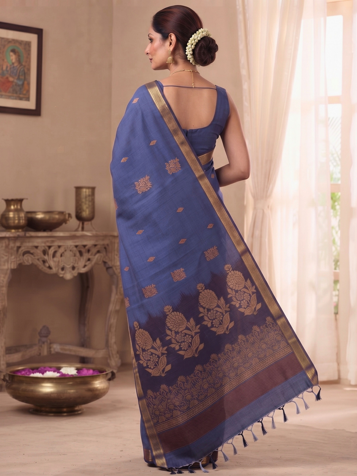 Purple Negamam Cotton Saree
