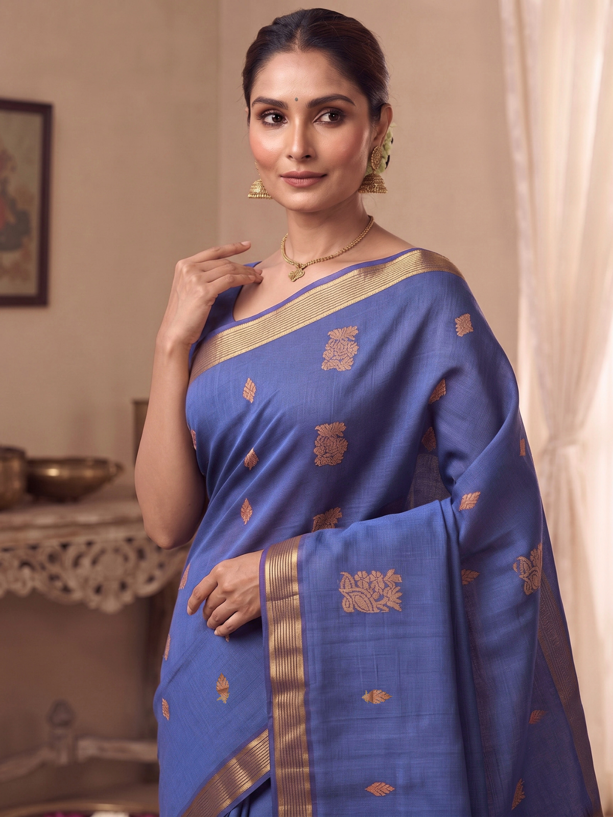 Purple Negamam Cotton Saree