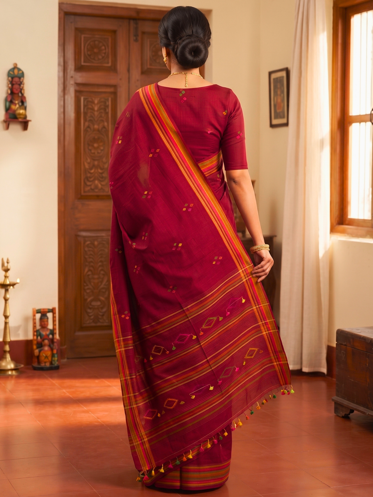 Kashi Maroon Bengal Handloom Saree