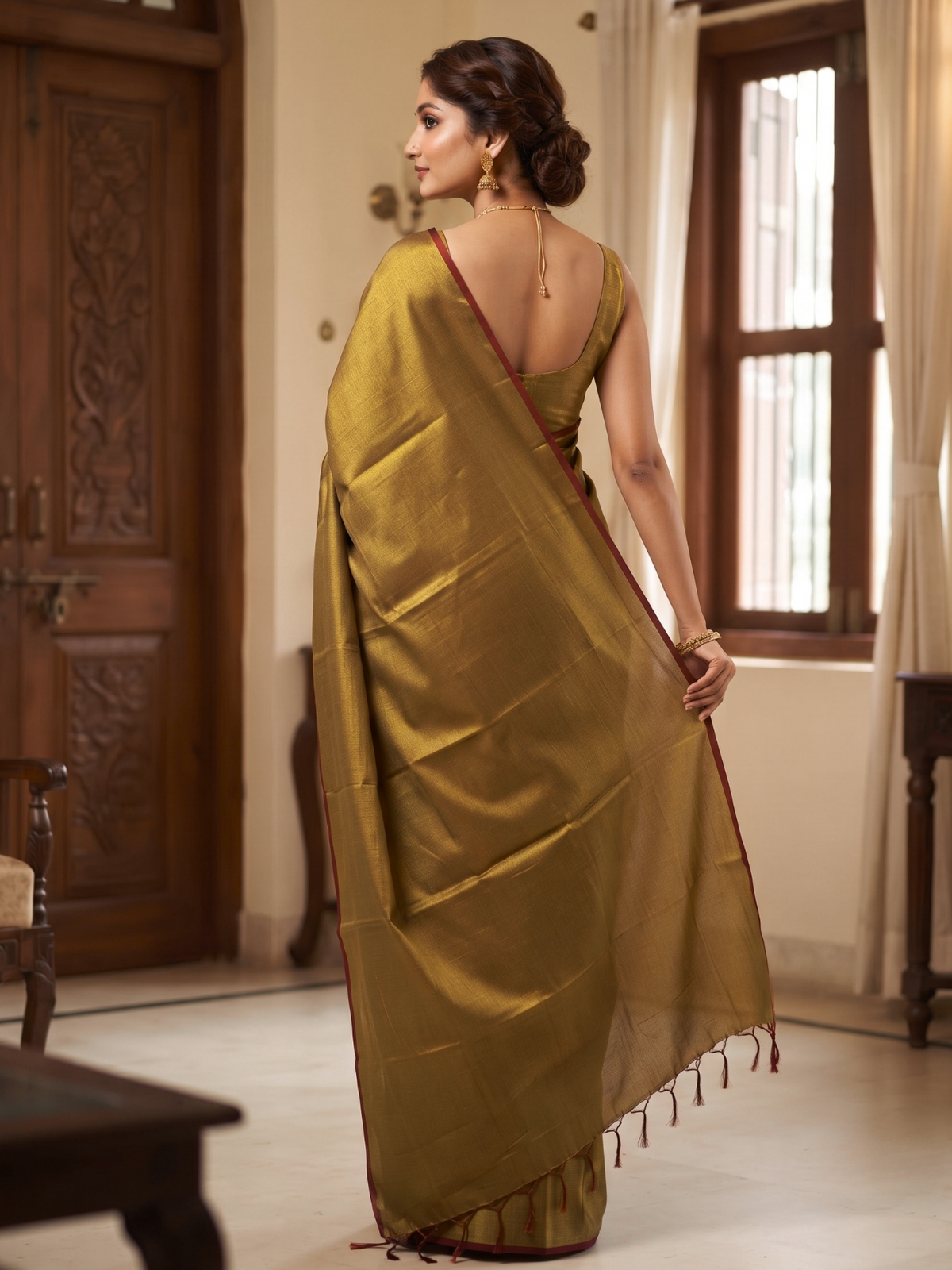 Ujjayini Copper Bengal Handloom Saree