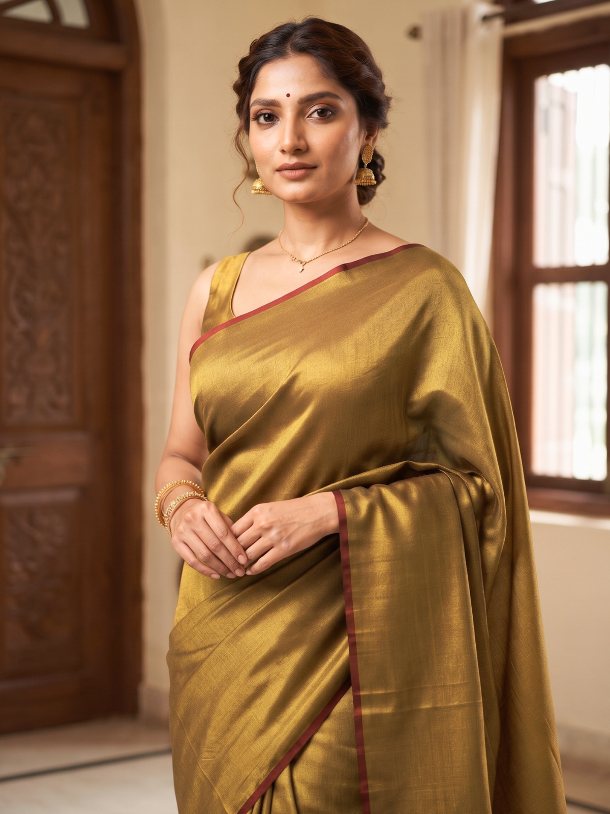 Ujjayini Copper Bengal Handloom Saree