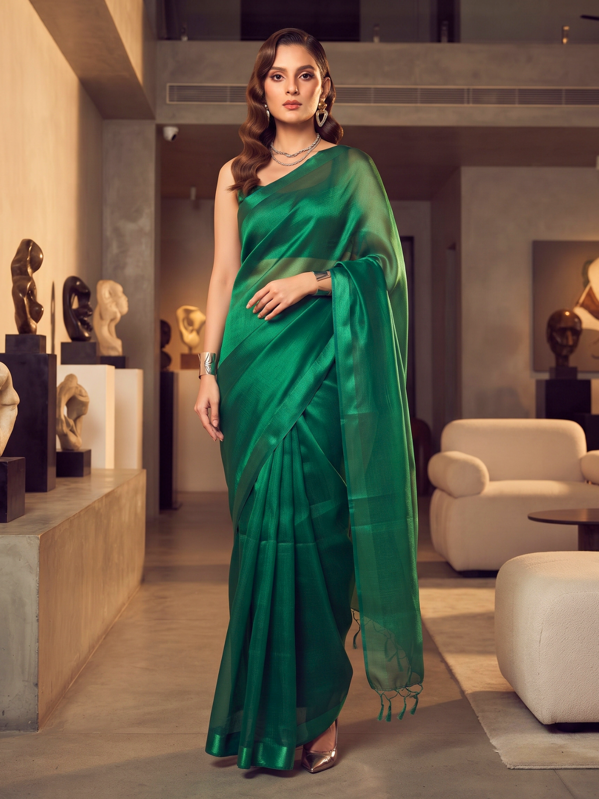 Ujjayini Green Bengal Handloom Saree