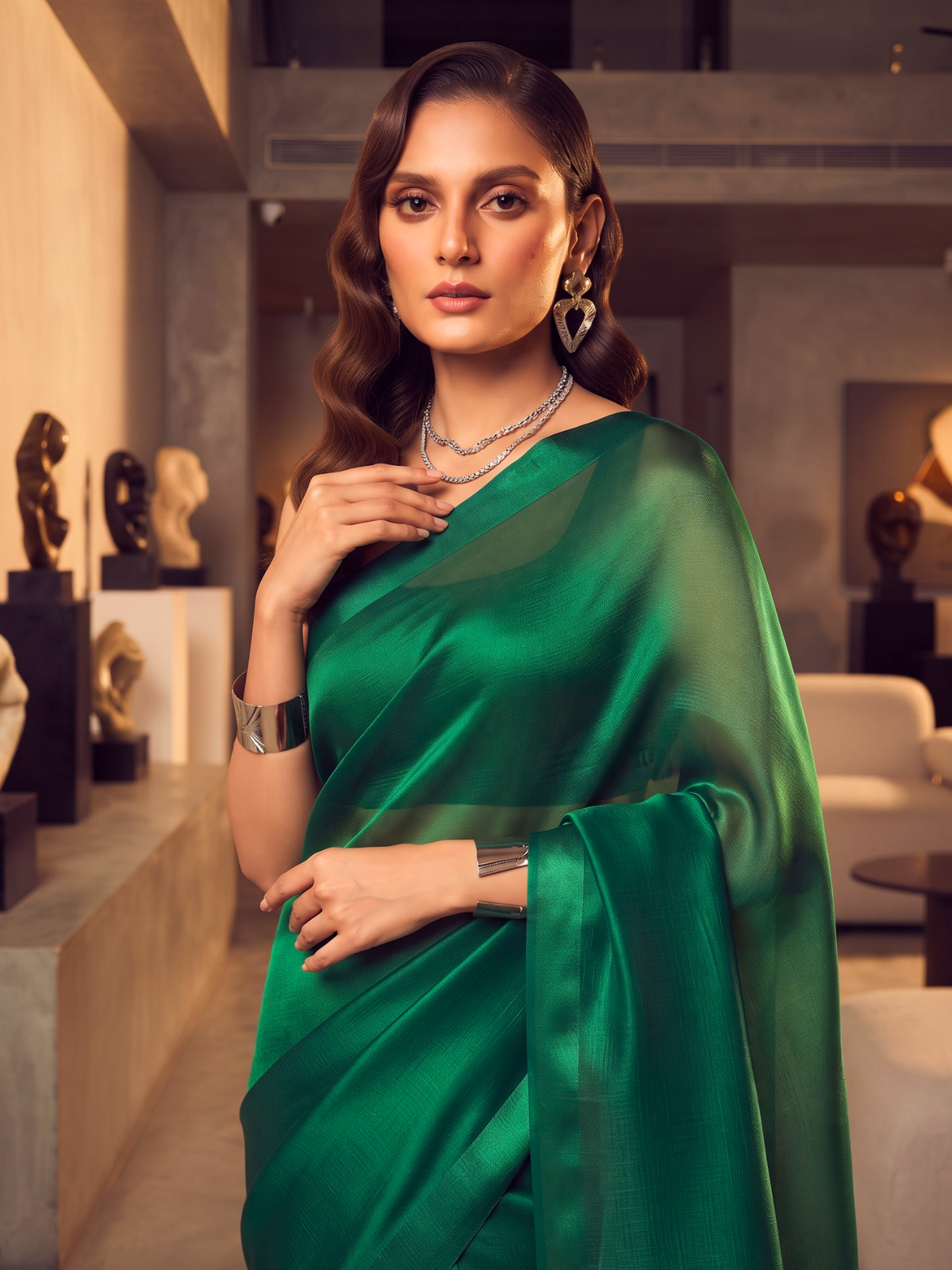 Ujjayini Green Bengal Handloom Saree