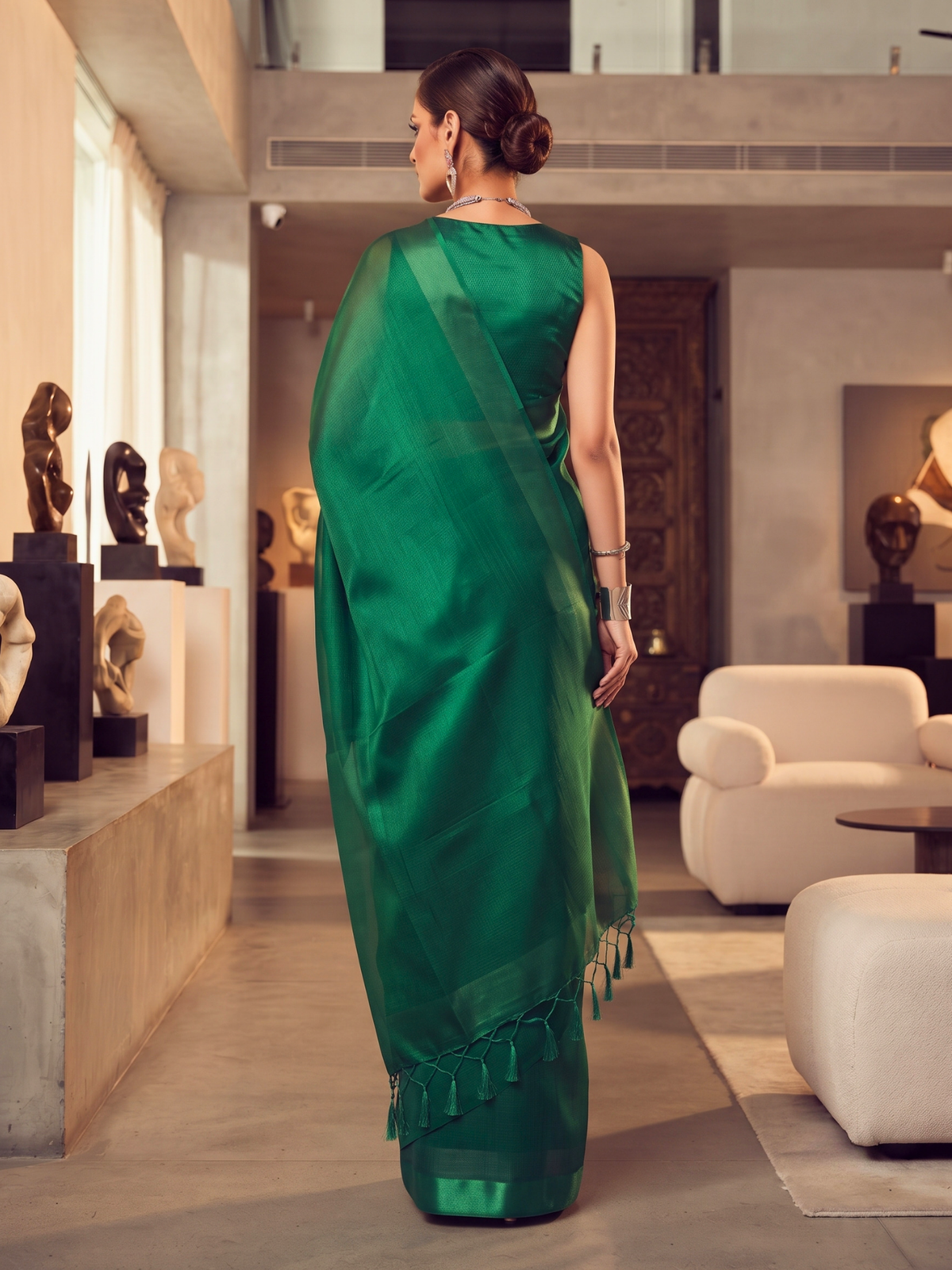 Ujjayini Green Bengal Handloom Saree
