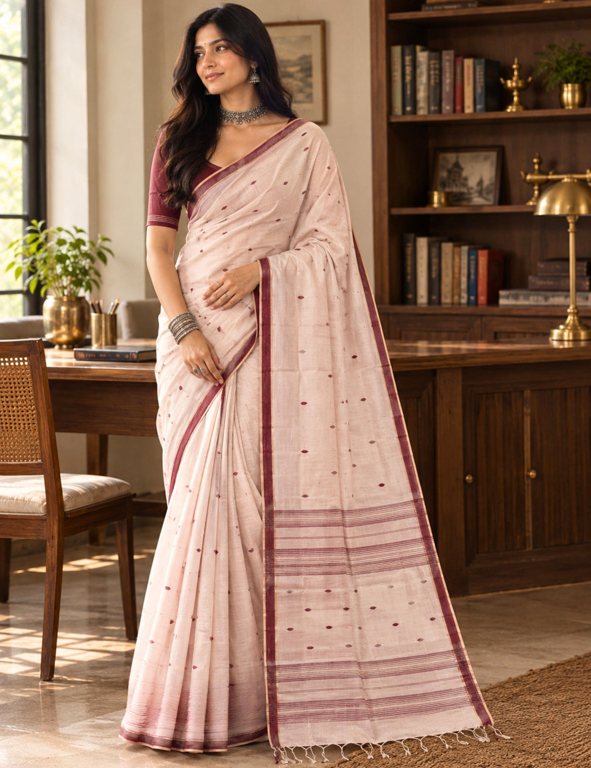 Madura Babypink Bengal Handloom Saree