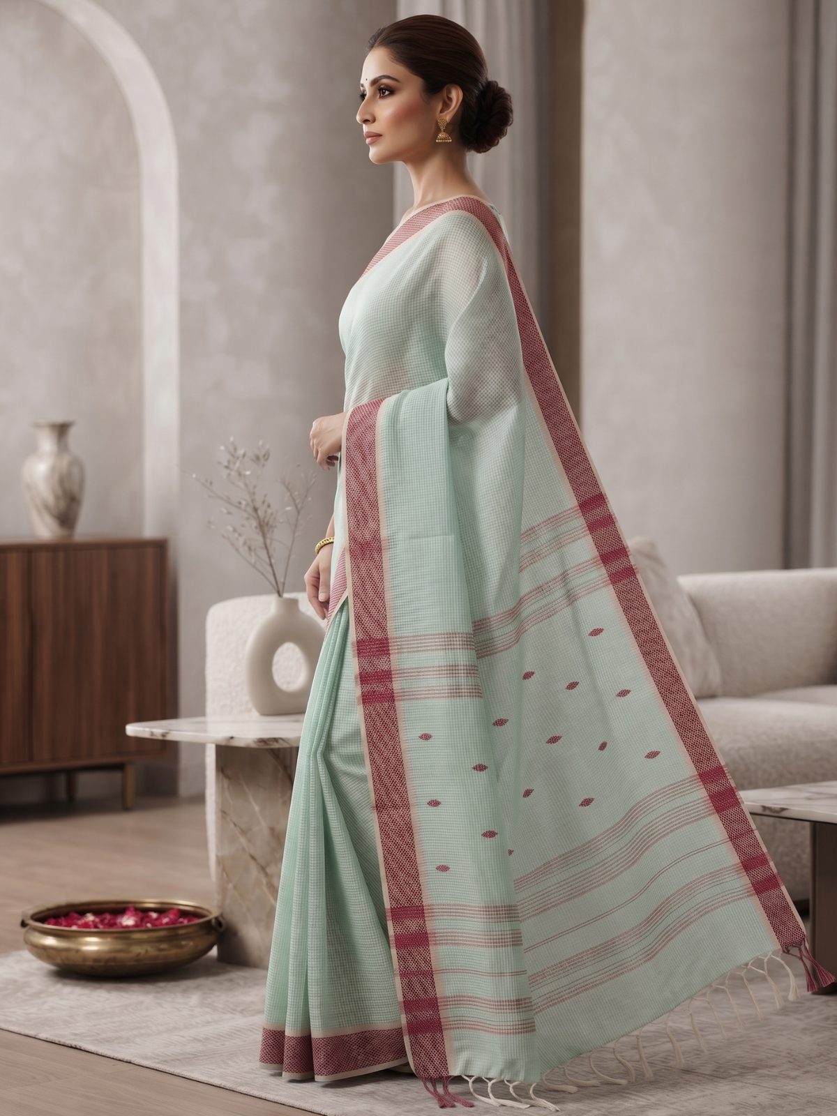 Madura Mint Bengal Handloom Saree