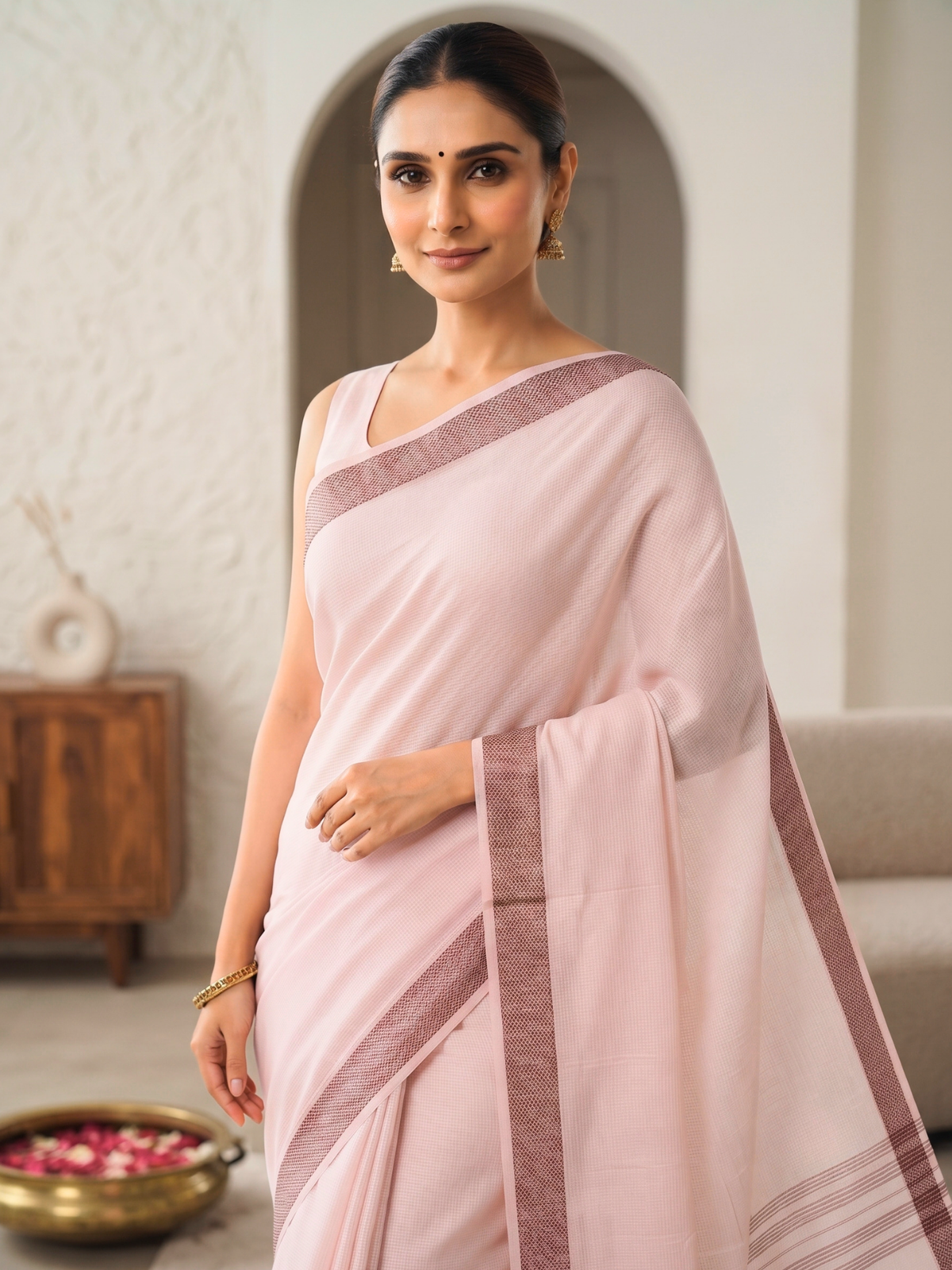 Madura Pink Bengal Handloom Saree