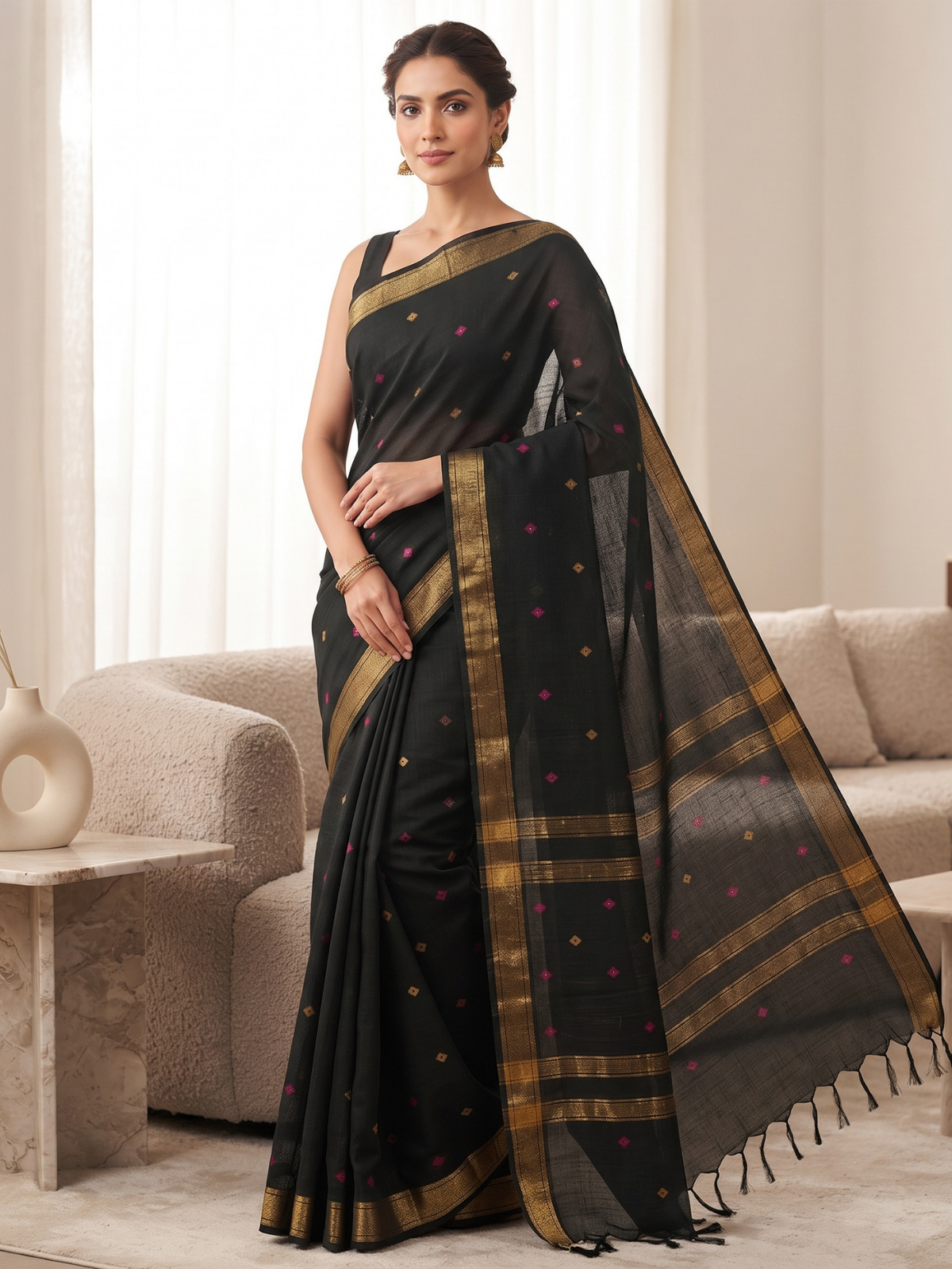 Madhura Black Bengal Handloom Saree