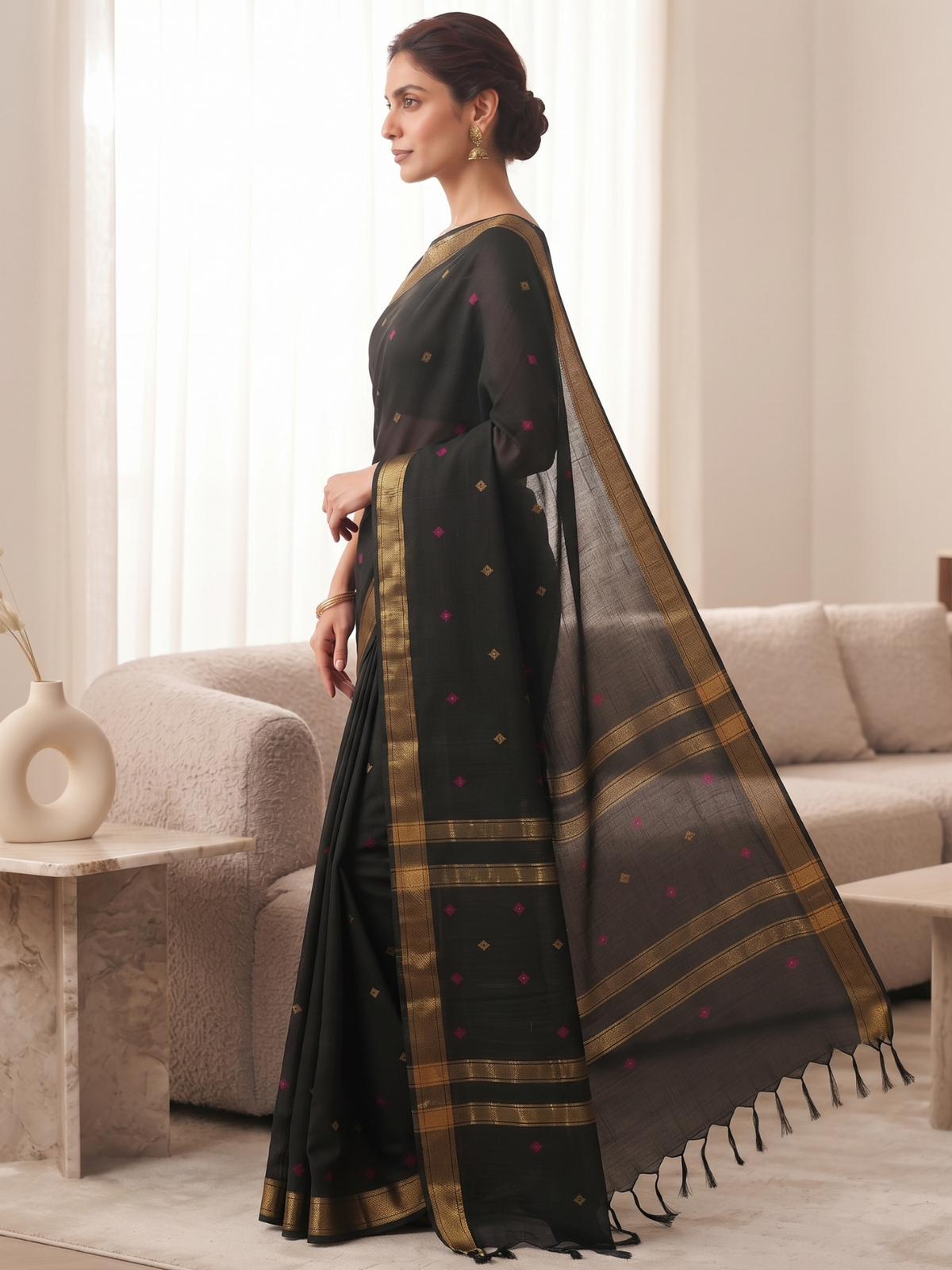 Madhura Black Bengal Handloom Saree