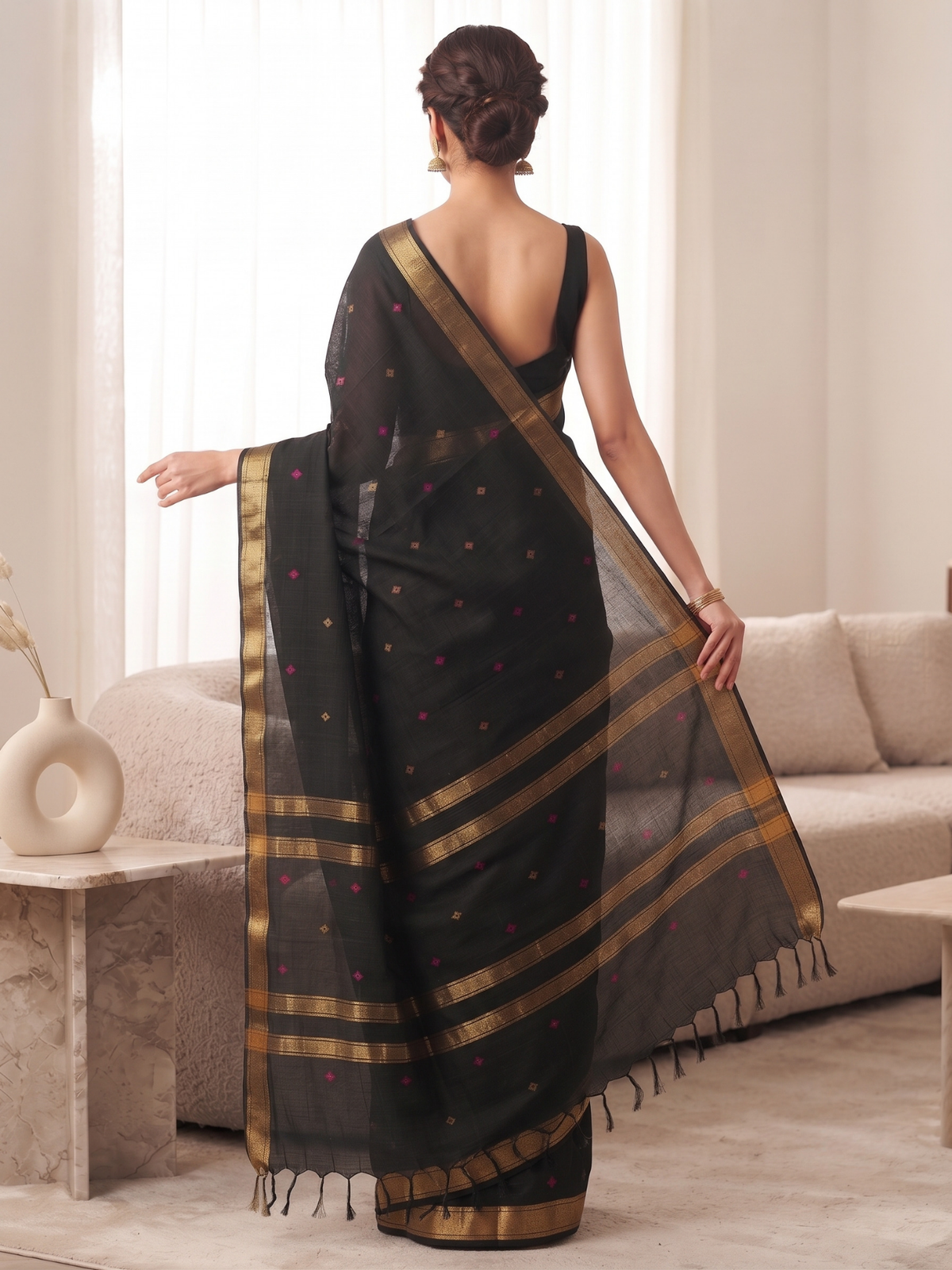 Madhura Black Bengal Handloom Saree
