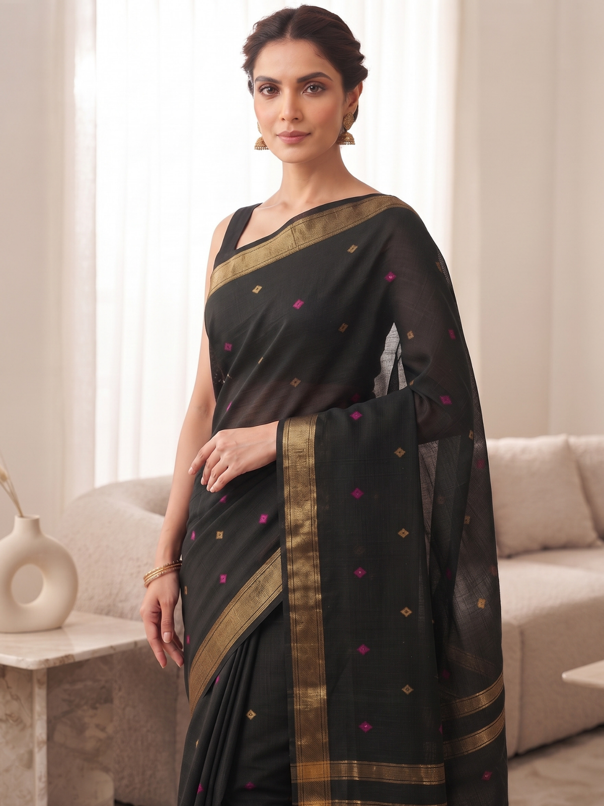 Madhura Black Bengal Handloom Saree
