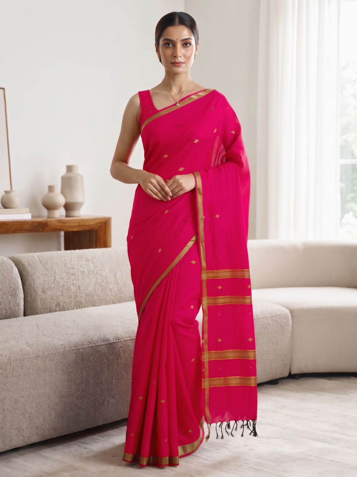 Madhura Fuchsia Bengal Handloom Saree
